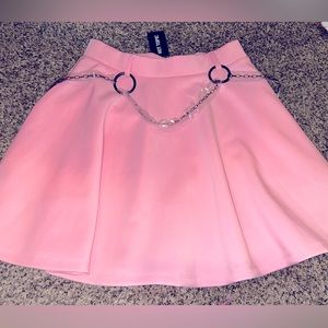 Hot Topic NWT pastel pink chained scuba skirt- Med